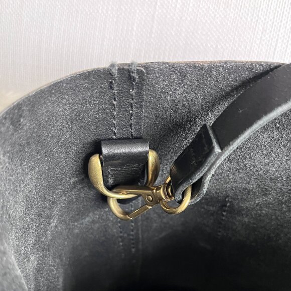 Madewell Medium Transport Tote Black Leather Open Top Shoulder Bag Classic - Picture 12 of 14